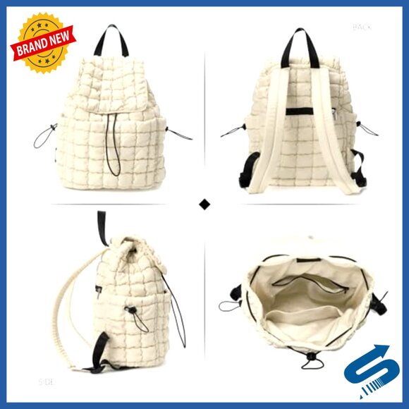 Quilted Puffer Backpack Lightweight Drawstring Daypack Travel Hiking Gym main image 6